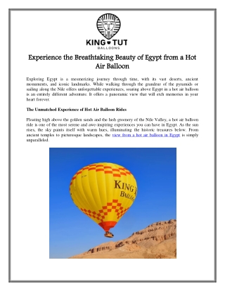 Experience the Breathtaking Beauty of Egypt from a Hot Air Balloon