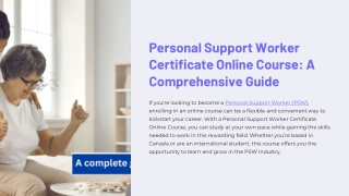 Personal Support Worker Online Course Complete Guide