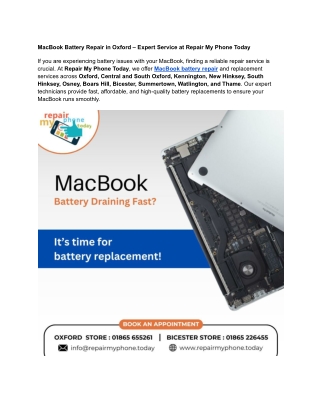 MacBook Battery Repair in Oxford – Expert Service at Repair My Phone Today
