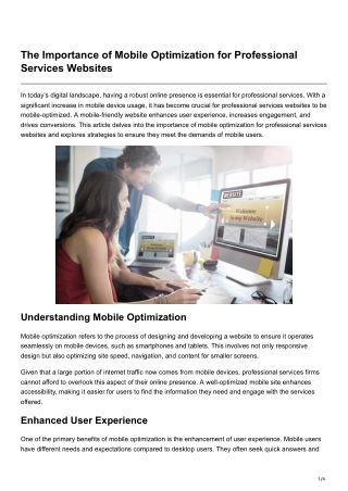 The Importance of Mobile Optimization for Professional Services Websites