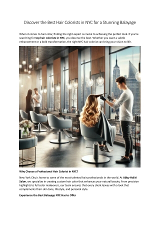Discover the Best Hair Colorists in NYC for a Stunning Balayage