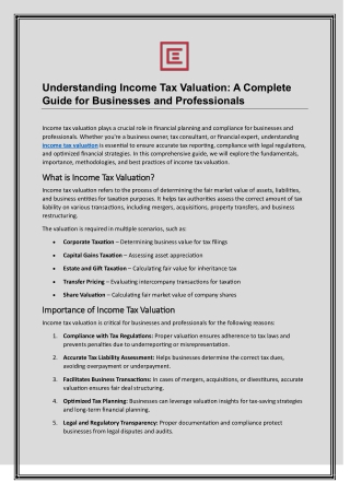 Understanding Income Tax Valuation: A Complete Guide for Businesses and Professi