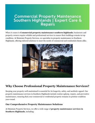 Property maintenance southern highlands