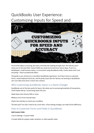 quickbooks user experience customizing inputs