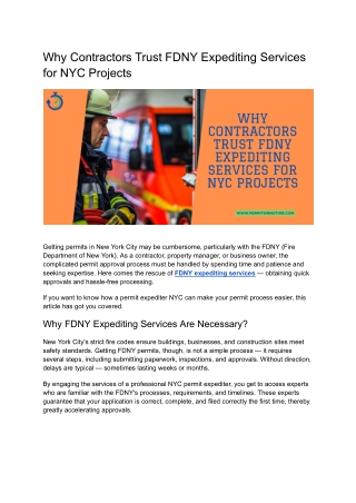 Why Contractors Trust FDNY Expediting Services for NYC Projects