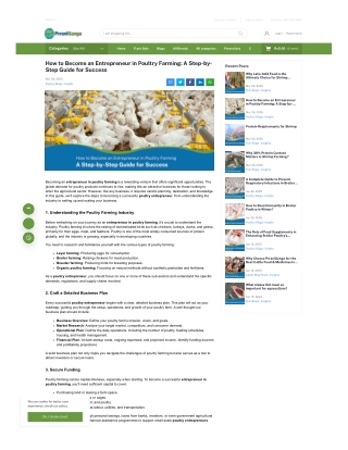 How to Become an Entrepreneur in Poultry Farming A Step-by-Step Guide for Success