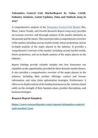 telematics control unit marketreport by value cagr