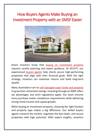 How Buyers Agents Make Buying an Investment Property with an SMSF Easier