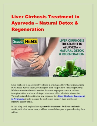 Liver Cirrhosis Treatment in Ayurveda – Natural Detox & Regeneration