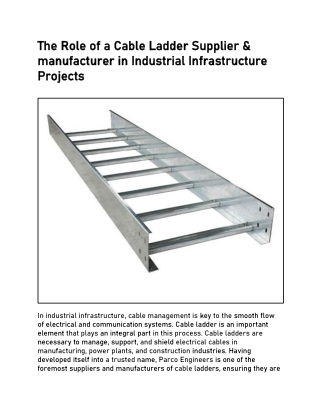 The Role of a Cable Ladder Supplier- March'25