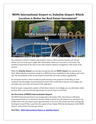 MOPA International Airport vs. Dabolim Airport