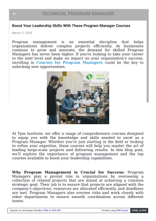Courses for Program Managers