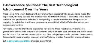 E-Governance Solutions: The Best Technological Advancement Over the Years