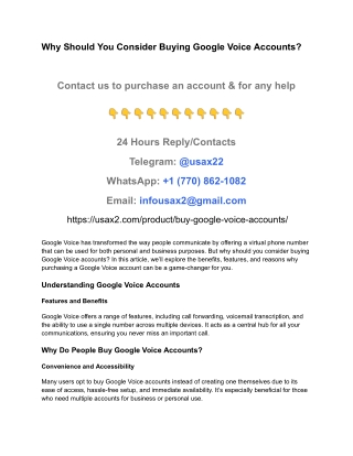 Why Should You Consider Buying Google Voice Accounts