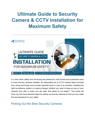 Ultimate Guide to Security Camera & CCTV Installation for Maximum Safety