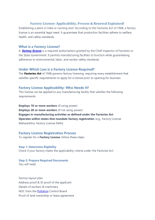 Factory License ApplicabilityProcess & Renewal Explained