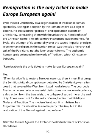remigration is the only ticket to make europe