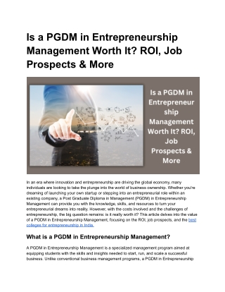 Is a PGDM in Entrepreneurship Management Worth It_ ROI, Job Prospects & More