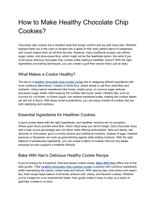 How to Make Healthy Chocolate Chip Cookies