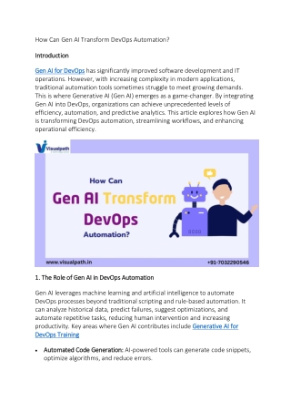 how can gen ai transform devops automation