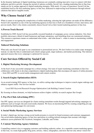 The Unique Approach of Social Cali, a Leading Marketing Firm in San Jose.