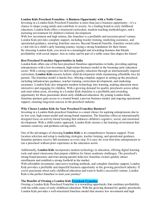 Preschool Franchise in India
