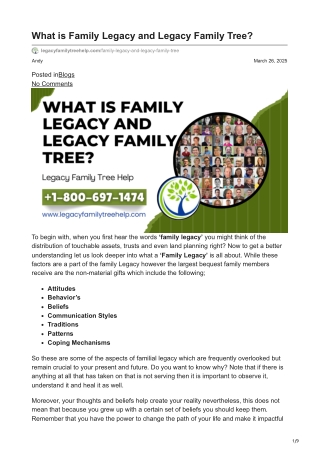 Family Legacy and Legacy family tree