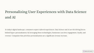 Personalizing User Experiences with Data Science and AI