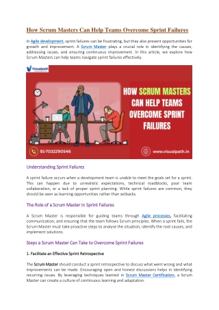 how scrum masters can help teams overcome sprint