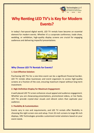 why renting led tv s is key for modern events