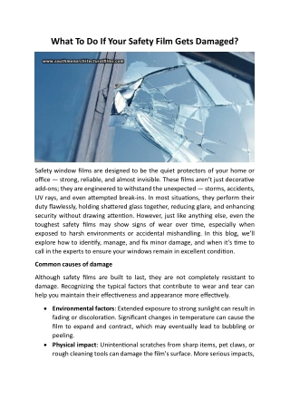 What To Do If Your Safety Film Gets Damaged