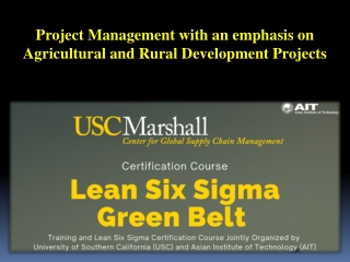 Project Management with an emphasis on Agricultural and Rural Development Projects