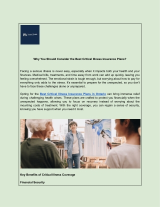 Why You Should Consider the Best Critical Illness Insurance Plans?