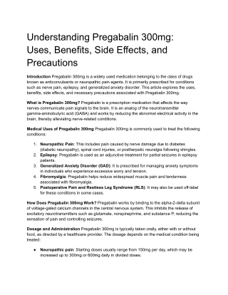 understanding pregabalin 300mg uses benefits side