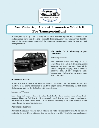 are pickering airport limousine worth