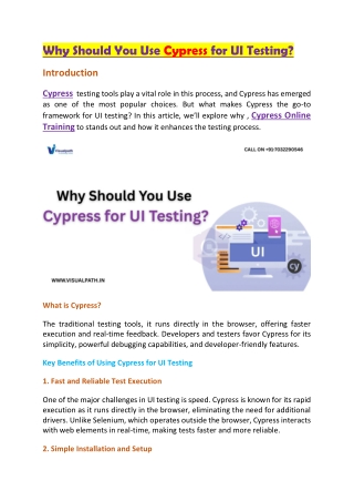 why should you use cypress for ui testing