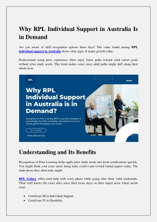 why rpl individual support in australia