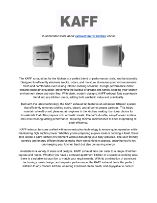 Exhaust Fan For Kitchen By KAFF