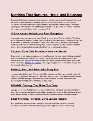 Nutrition That Nurtures, Heals, and Balances