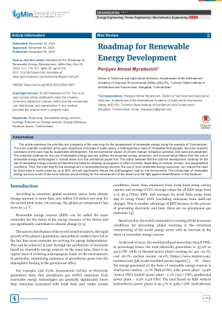 Roadmap for Renewable Energy Development