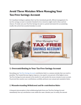 Avoid These Mistakes When Managing Your Tax-Free Savings Account