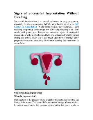 Signs of Successful Implantation Without Bleeding