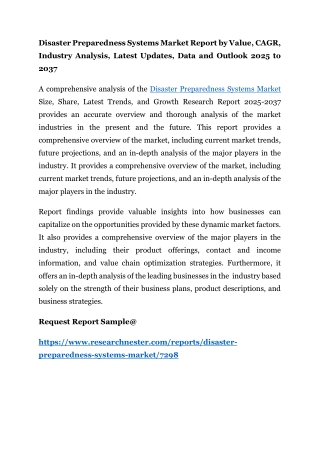 disaster preparedness systems market report