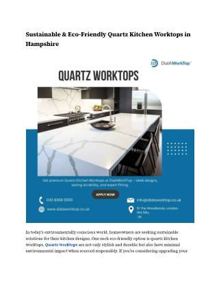 Sustainable & Eco-Friendly Quartz Kitchen Worktops in Hampshire