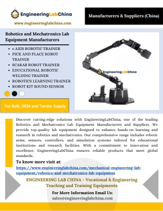 Robotics and Mechatronics Lab Equipment Manufacturers