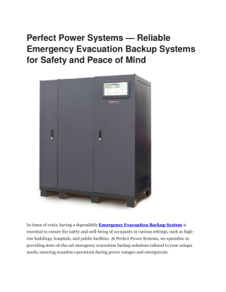 perfect power systems reliable emergency