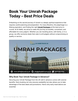 Book Your Umrah Package Today – Best Price Deals