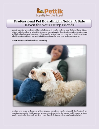 Professional Pet Boarding in Noida A Safe Haven for Your Furry Friends