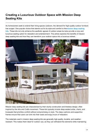 Creating a Luxurious Outdoor Space with Mission Deep Seating Kits