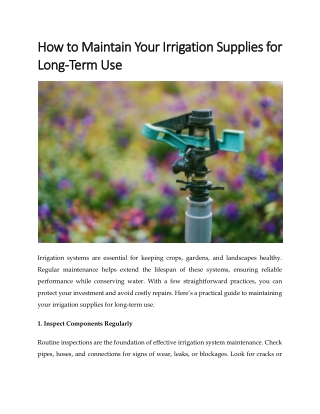 How to Maintain Your Irrigation Supplies for Long-Term Use